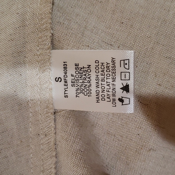 Calista NWT Beige Linen Blend Smocked Maxi Dress Size S - Picture 7 of 7